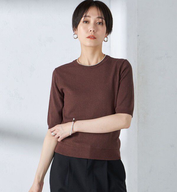 SHIPS for women「〈手洗い可能〉コットン ナイロン リブ ニット TEE」|ニット・セーター|