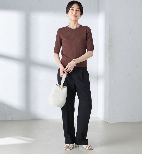 SHIPS for women「〈手洗い可能〉コットン ナイロン リブ ニット TEE」|ニット・セーター|