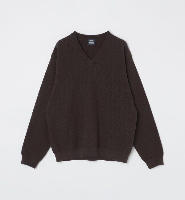 SHIPS「SHIPS:〈洗濯機可能〉SOLOTEX(R) コットン ピケ Vネック ニット」|ニット・セーター|