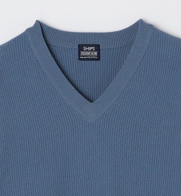 SHIPS「SHIPS:〈洗濯機可能〉SOLOTEX(R) コットン ピケ Vネック ニット」|ニット・セーター|