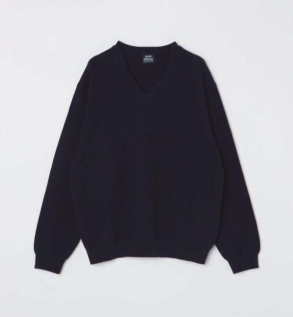 SHIPS「SHIPS:〈洗濯機可能〉SOLOTEX(R) コットン ピケ Vネック ニット」|ニット・セーター|
