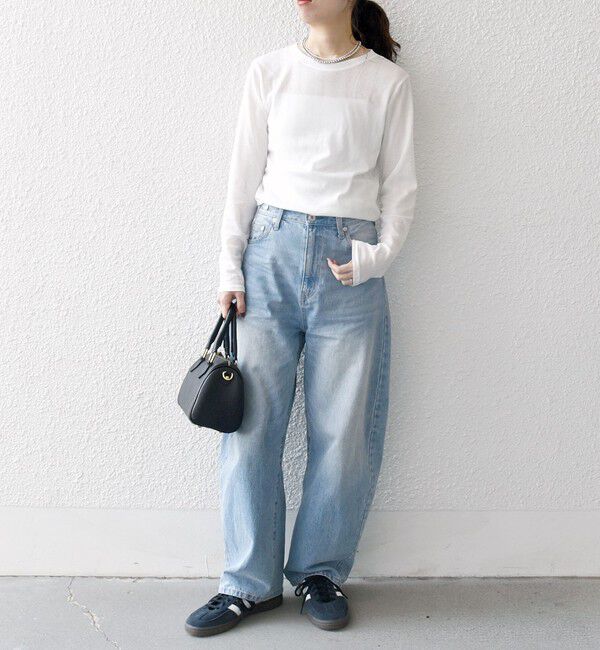 SHIPS any「SHIPS any:〈洗濯機可能〉シアー リブ ロング スリーブ クルーネック TEE」|Tシャツ・カットソー|