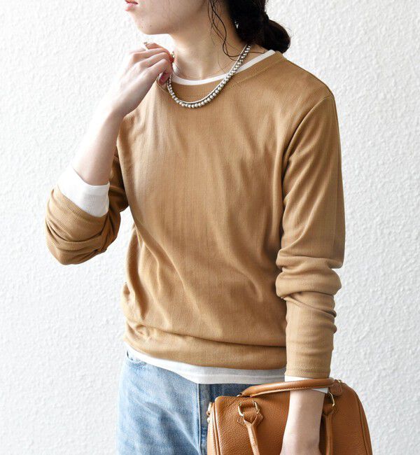 SHIPS any「SHIPS any:〈洗濯機可能〉シアー リブ ロング スリーブ クルーネック TEE」|Tシャツ・カットソー|