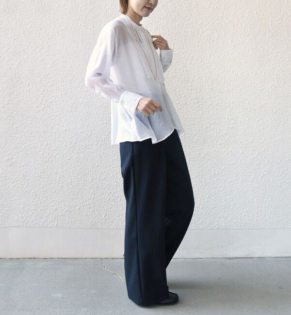 SHIPS for women「【WEB限定】〈洗濯機可能〉シアー プリーツ ヨーク パールモチーフボタン ブラウス」|シャツ・ブラウス|