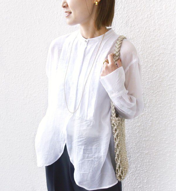 SHIPS for women「【WEB限定】〈洗濯機可能〉シアー プリーツ ヨーク パールモチーフボタン ブラウス」|シャツ・ブラウス|