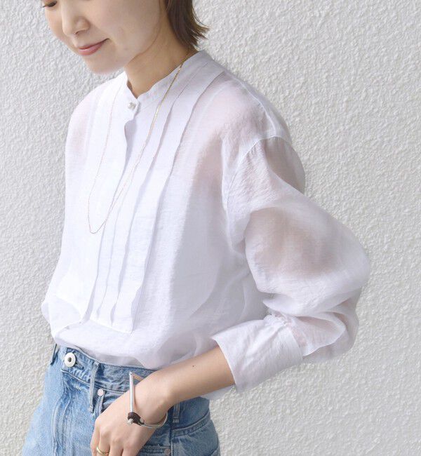 SHIPS for women「【WEB限定】〈洗濯機可能〉シアー プリーツ ヨーク パールモチーフボタン ブラウス」|シャツ・ブラウス|