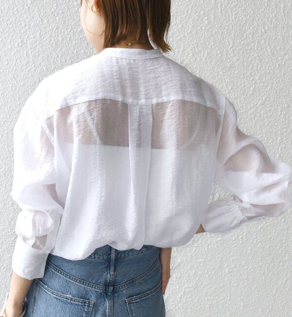 SHIPS for women「【WEB限定】〈洗濯機可能〉シアー プリーツ ヨーク パールモチーフボタン ブラウス」|シャツ・ブラウス|