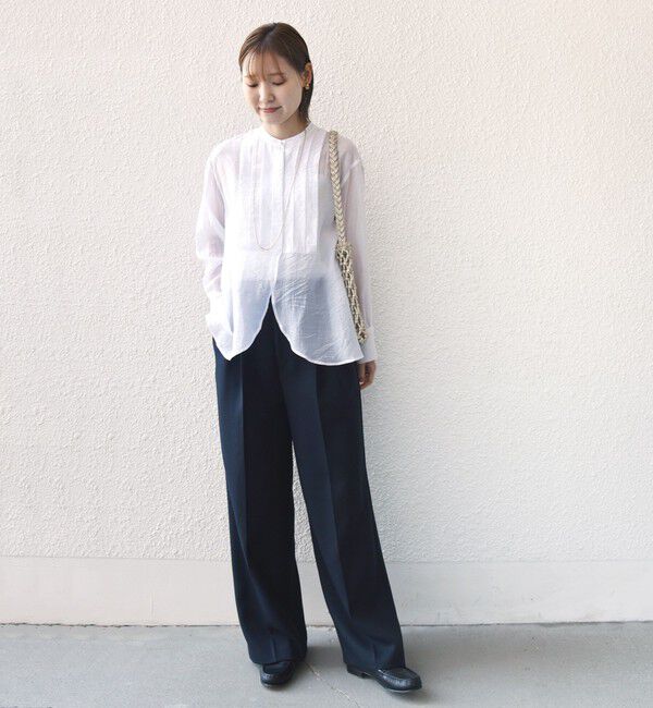 SHIPS for women「【WEB限定】〈洗濯機可能〉シアー プリーツ ヨーク パールモチーフボタン ブラウス」|シャツ・ブラウス|