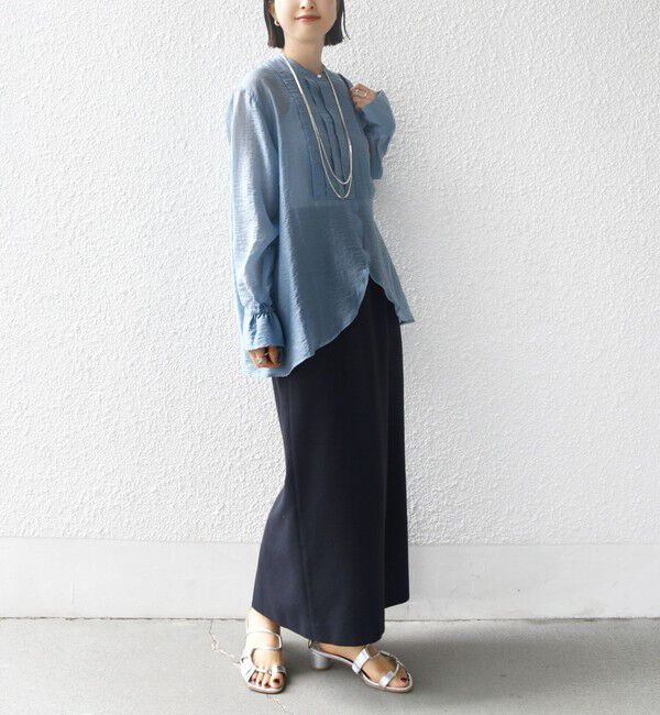 SHIPS for women「【WEB限定】〈洗濯機可能〉シアー プリーツ ヨーク パールモチーフボタン ブラウス」|シャツ・ブラウス|