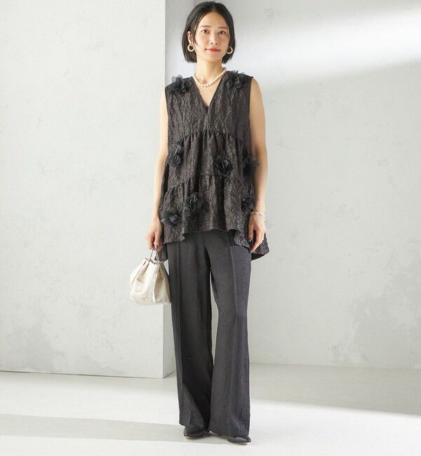 SHIPS for women「TORRAZZO DONNA:〈手洗い可能〉フラワー ティアード ブラウス」|シャツ・ブラウス|