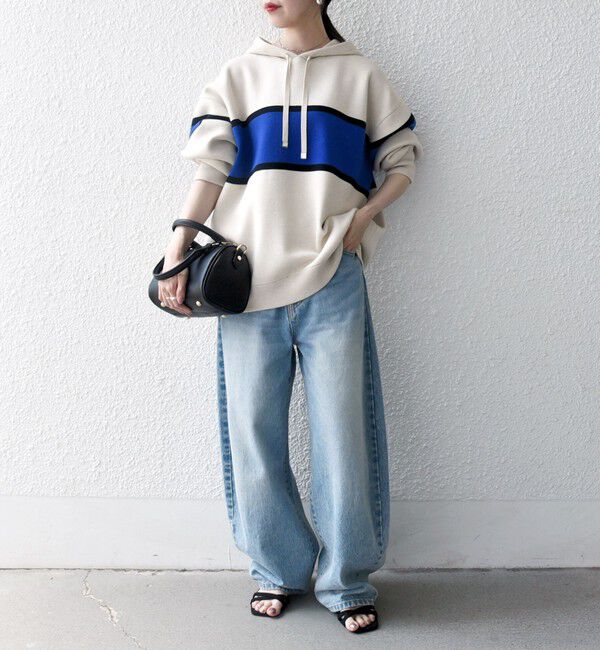 SHIPS any「SHIPS any:〈手洗い可能〉パネル ボーダー フーディー ニット プルオーバー」|パーカー|