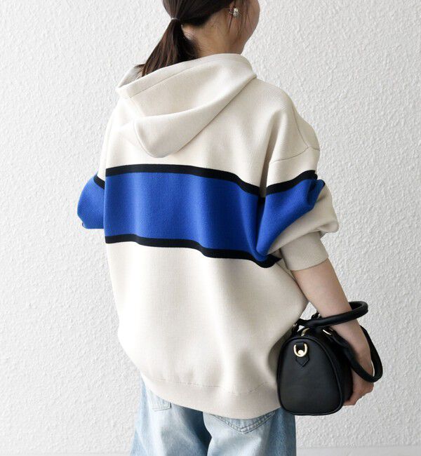 SHIPS any「SHIPS any:〈手洗い可能〉パネル ボーダー フーディー ニット プルオーバー」|パーカー|