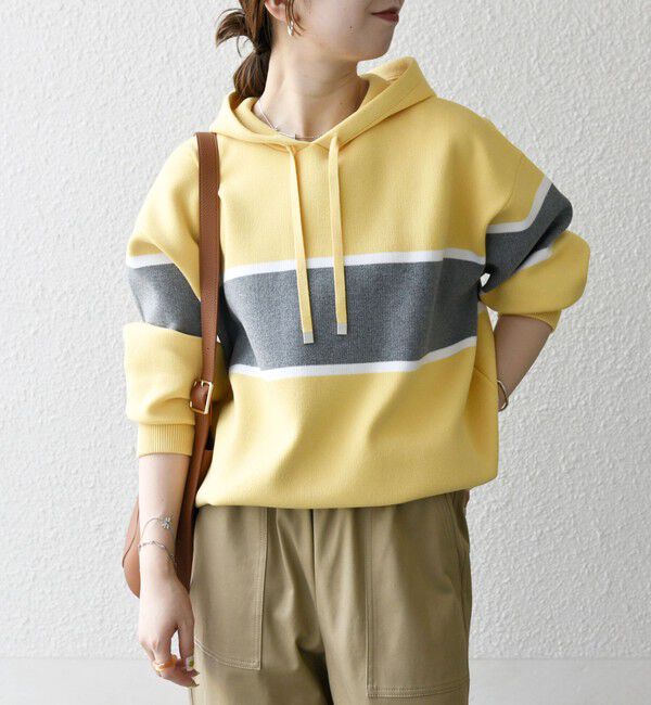 SHIPS any「SHIPS any:〈手洗い可能〉パネル ボーダー フーディー ニット プルオーバー」|パーカー|