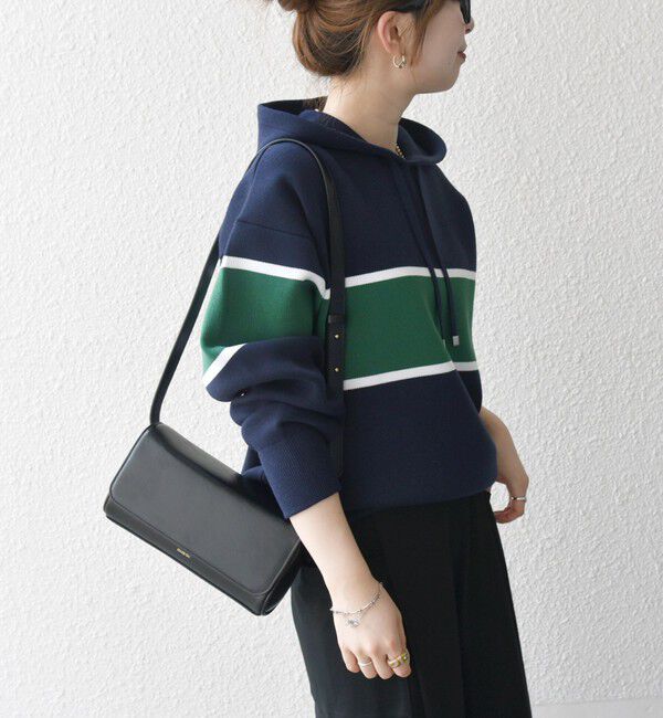 SHIPS any「SHIPS any:〈手洗い可能〉パネル ボーダー フーディー ニット プルオーバー」|パーカー|