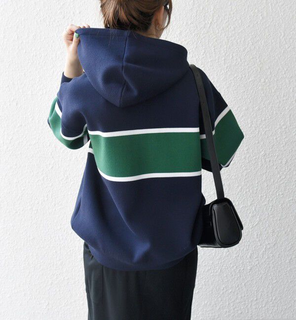 SHIPS any「SHIPS any:〈手洗い可能〉パネル ボーダー フーディー ニット プルオーバー」|パーカー|