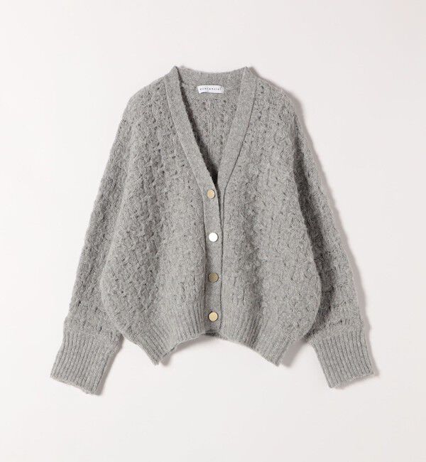 quaranciel「quaranciel: 透かし編み Vネック コンパクト ドルマンニットカーディガン」|カーディガン|