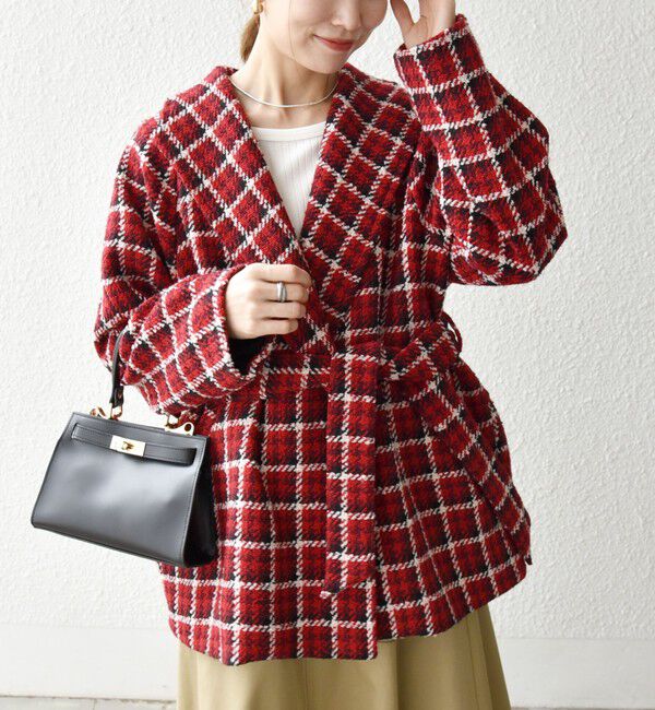 SHIPS any「SHIPS any: ブロック ツイード コクーン コート」|その他|