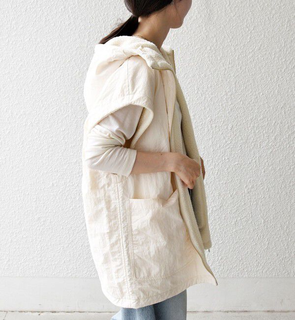 SHIPS any「SHIPS any: ナイロン &times; ボア リバーシブル フーディー ベスト」|ベスト・ジレ|