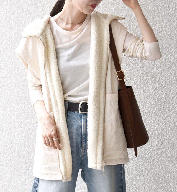 SHIPS any「SHIPS any: ナイロン &times; ボア リバーシブル フーディー ベスト」|ベスト・ジレ|