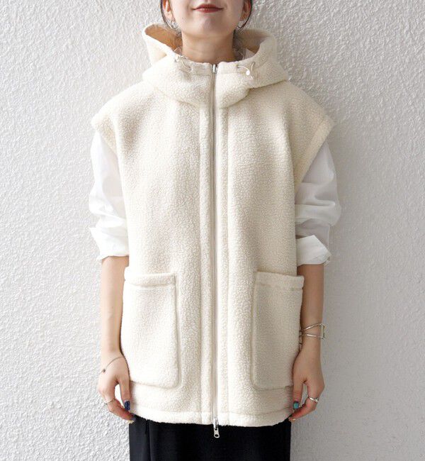 SHIPS any「SHIPS any: ナイロン &times; ボア リバーシブル フーディー ベスト」|ベスト・ジレ|