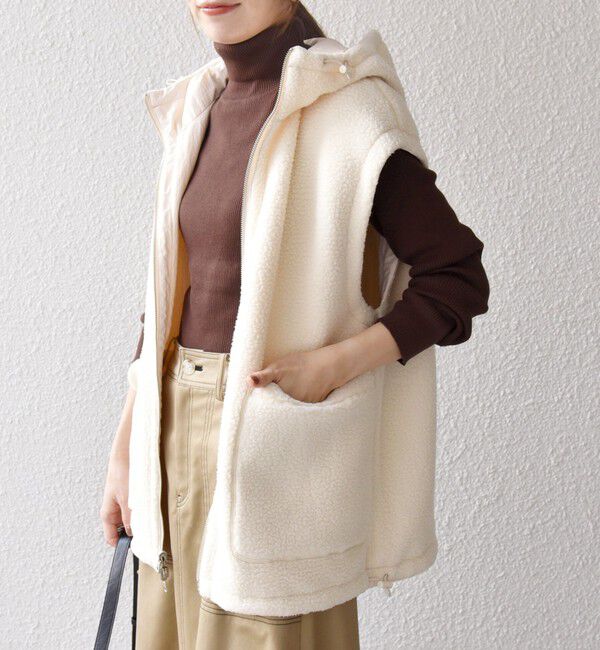 SHIPS any「SHIPS any: ナイロン &times; ボア リバーシブル フーディー ベスト」|ベスト・ジレ|