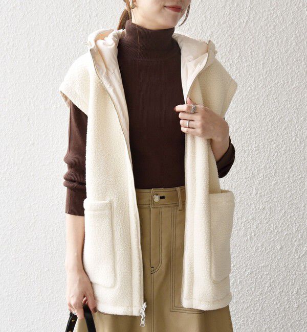 SHIPS any「SHIPS any: ナイロン &times; ボア リバーシブル フーディー ベスト」|ベスト・ジレ|