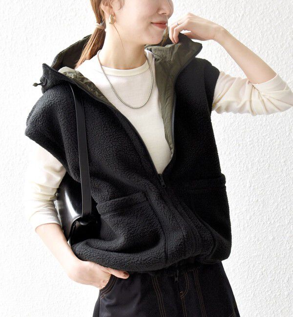 SHIPS any「SHIPS any: ナイロン &times; ボア リバーシブル フーディー ベスト」|ベスト・ジレ|