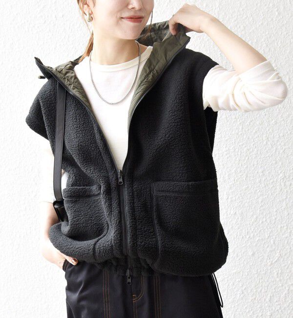 SHIPS any「SHIPS any: ナイロン &times; ボア リバーシブル フーディー ベスト」|ベスト・ジレ|