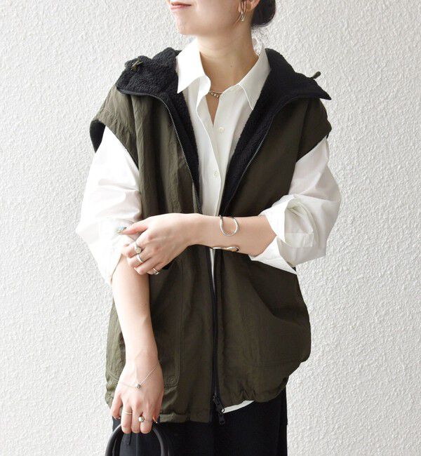 SHIPS any「SHIPS any: ナイロン &times; ボア リバーシブル フーディー ベスト」|ベスト・ジレ|