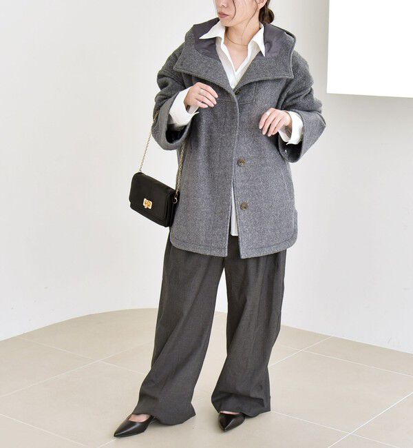 quaranciel「quaranciel: スタンドカラー フーデット ミディ コート」|その他|