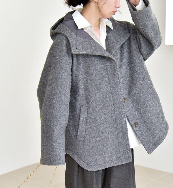 quaranciel「quaranciel: スタンドカラー フーデット ミディ コート」|その他|