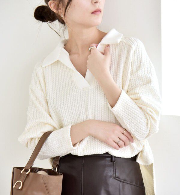 quaranciel「quaranciel:〈手洗い可能〉ケーブル ジャージー ラガー プルオーバー」|Tシャツ・カットソー|