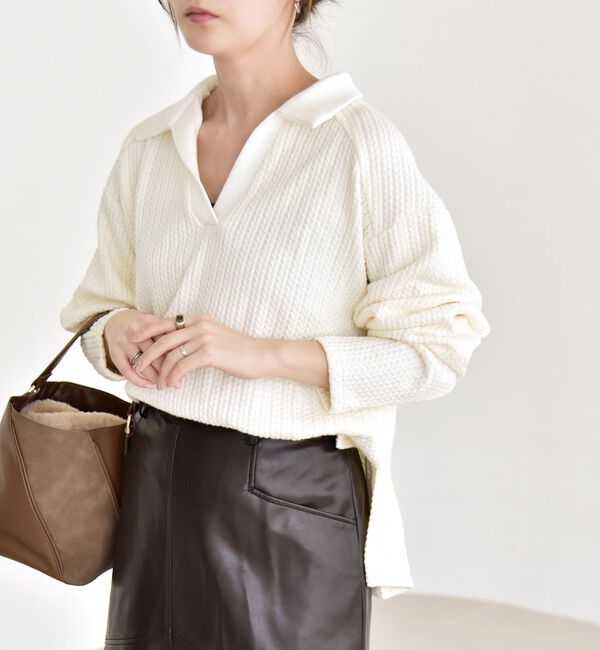 quaranciel「quaranciel:〈手洗い可能〉ケーブル ジャージー ラガー プルオーバー」|Tシャツ・カットソー|