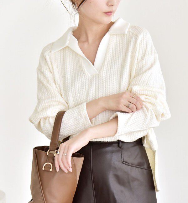 quaranciel「quaranciel:〈手洗い可能〉ケーブル ジャージー ラガー プルオーバー」|Tシャツ・カットソー|