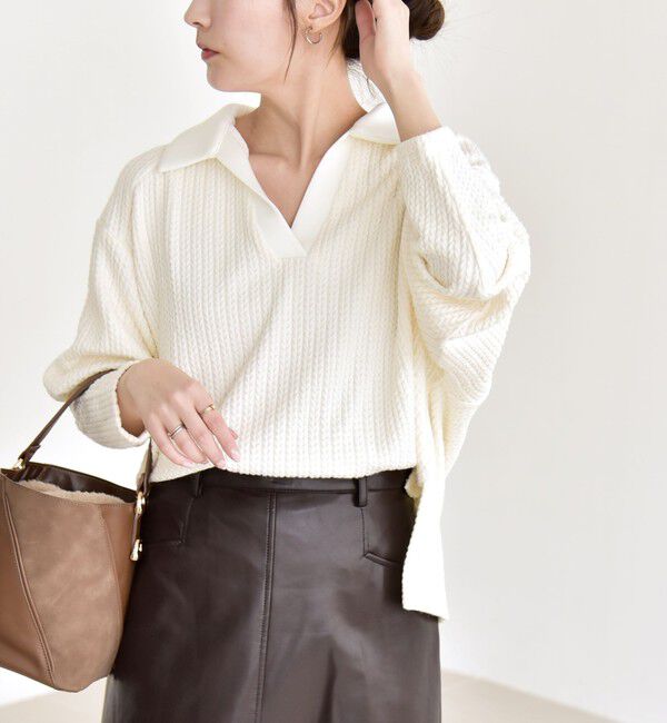 quaranciel「quaranciel:〈手洗い可能〉ケーブル ジャージー ラガー プルオーバー」|Tシャツ・カットソー|