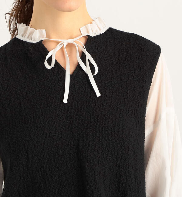 Ballsey「バルキーヤーンジャージーコンビ ボリュームスリーブプルオーバー」|Tシャツ・カットソー|