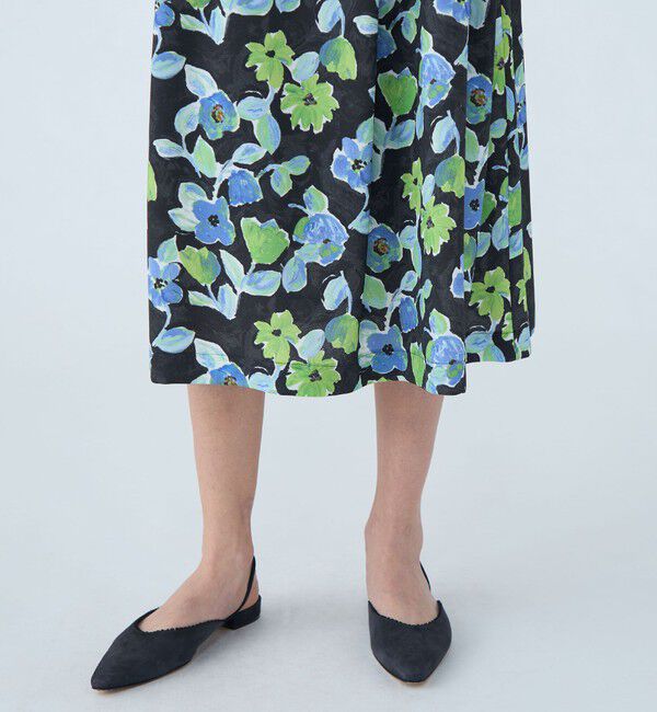 Ballsey「スプリングフラワープリント アシンメトリータックスカート」|フレア|