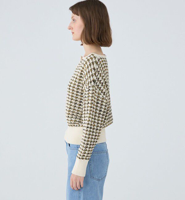 MACPHEE「ハウンドトゥース キーネックプルオーバー」|ニット・セーター|