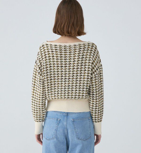 MACPHEE「ハウンドトゥース キーネックプルオーバー」|ニット・セーター|