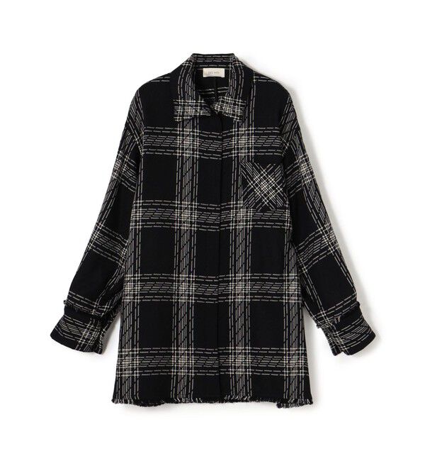 DES PRES「 ハイツイストウールチェック スタンドカラーコート」|その他|18 ブラック系