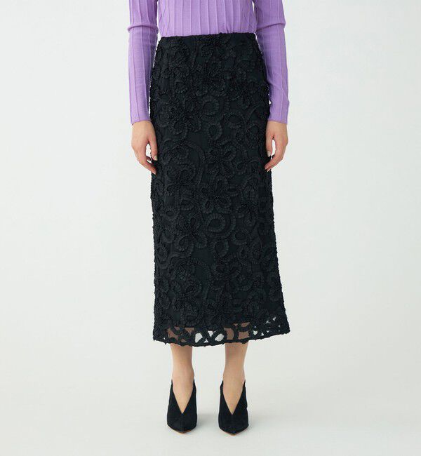 Ballsey「ロゼットチュールエンブロイダリー タイトスカート」|タイト|