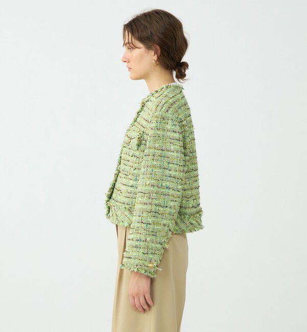 Ballsey「プレリーツイード クロップドクルージャケット」|ノーカラージャケット|