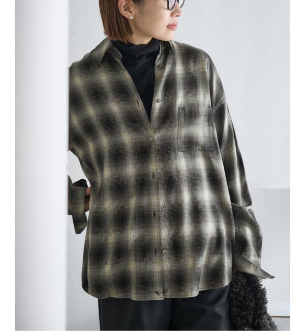 IENA「チェックカシュクールシャツ」|シャツ・ブラウス|グレー