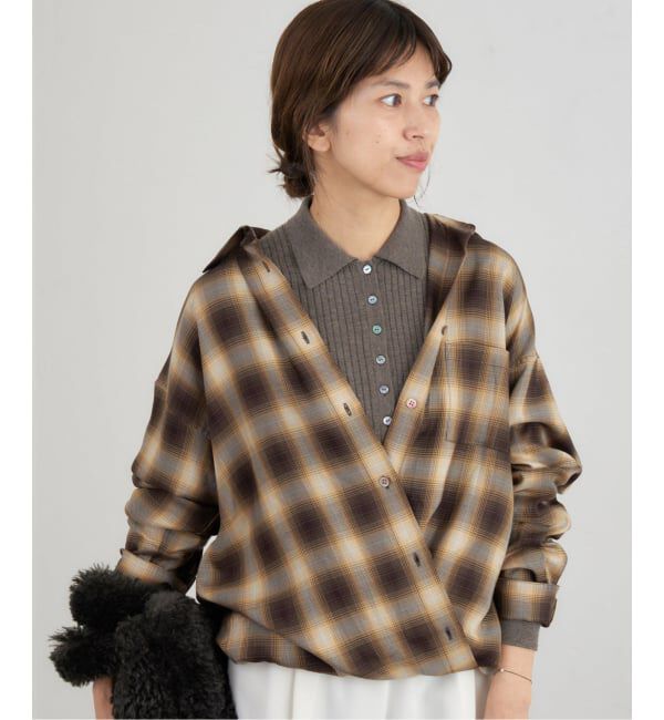 IENA「チェックカシュクールシャツ」|シャツ・ブラウス|