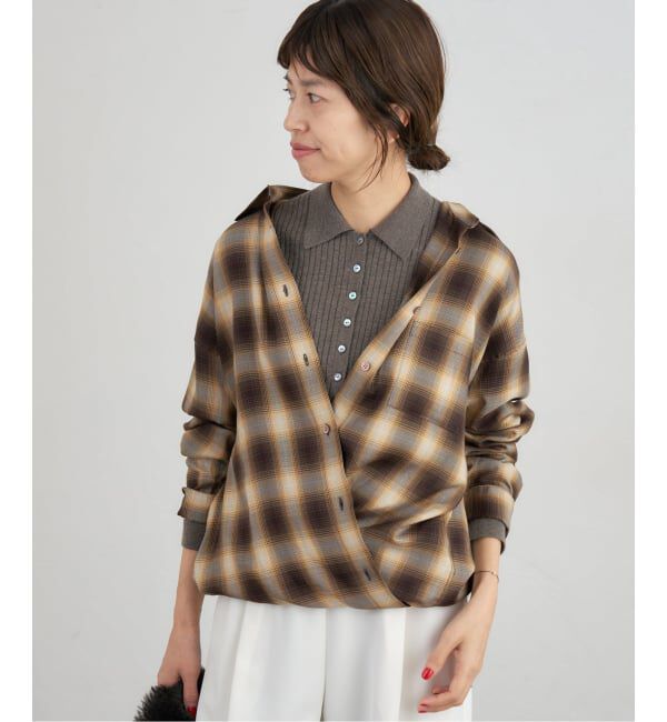 IENA「チェックカシュクールシャツ」|シャツ・ブラウス|