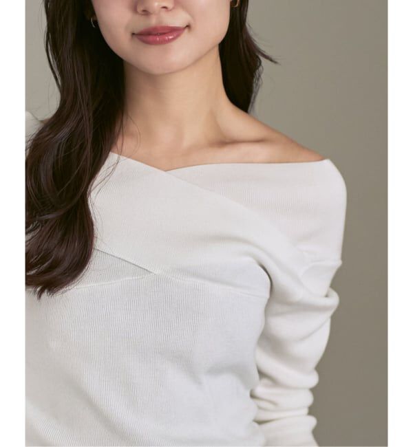 NOBLE「クロスリブオフショルダーニット」|ニット・セーター|