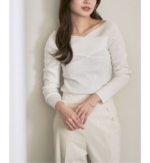 NOBLE「クロスリブオフショルダーニット」|ニット・セーター|
