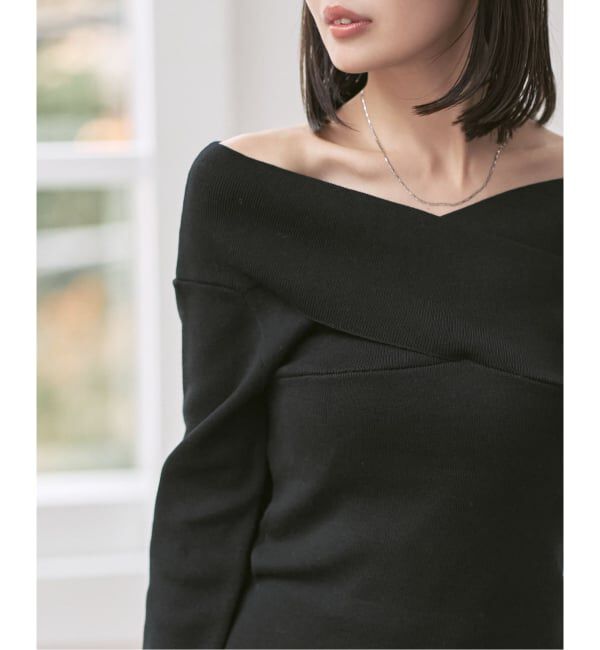 NOBLE「クロスリブオフショルダーニット」|ニット・セーター|