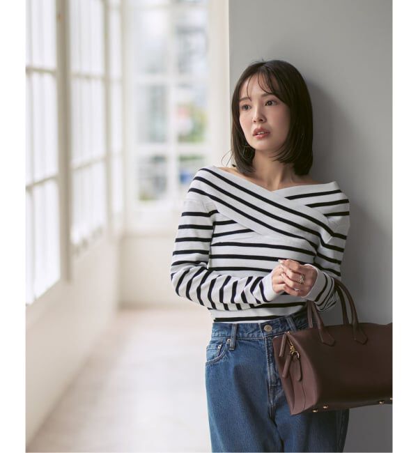 NOBLE「クロスリブオフショルダーニット」|ニット・セーター|