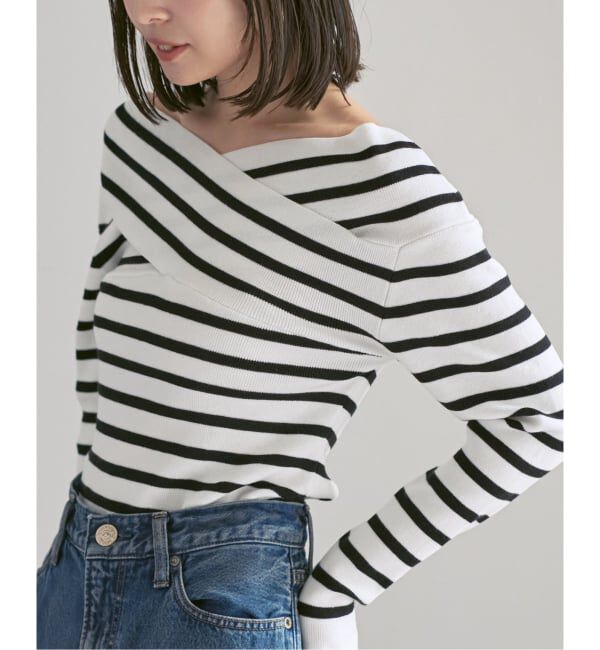 NOBLE「クロスリブオフショルダーニット」|ニット・セーター|